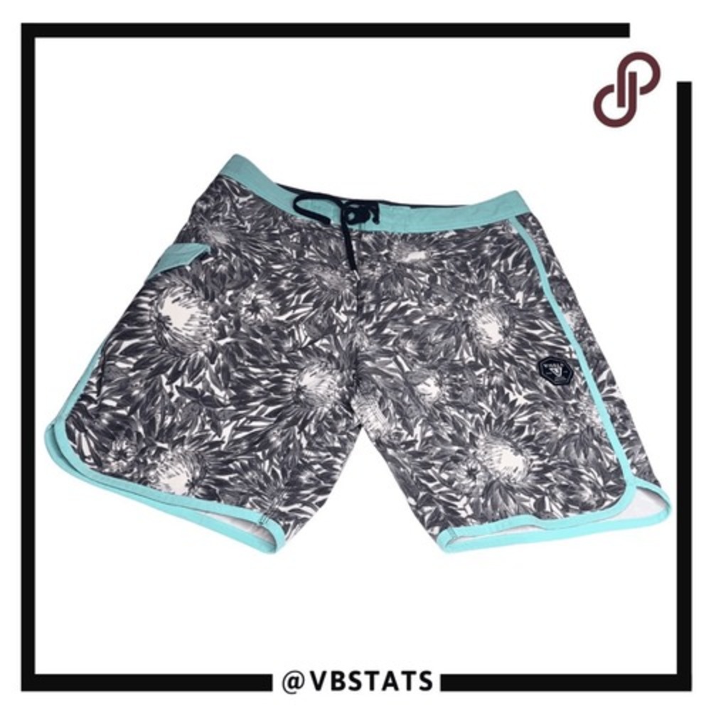 Vissla‎ Men's Printed Quick Dry Swim Board Shorts Black Blue Size 34